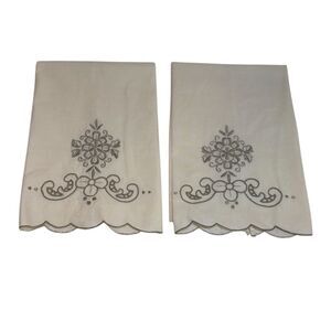 Vintage Embroidered Cream Napkins Set of 2
